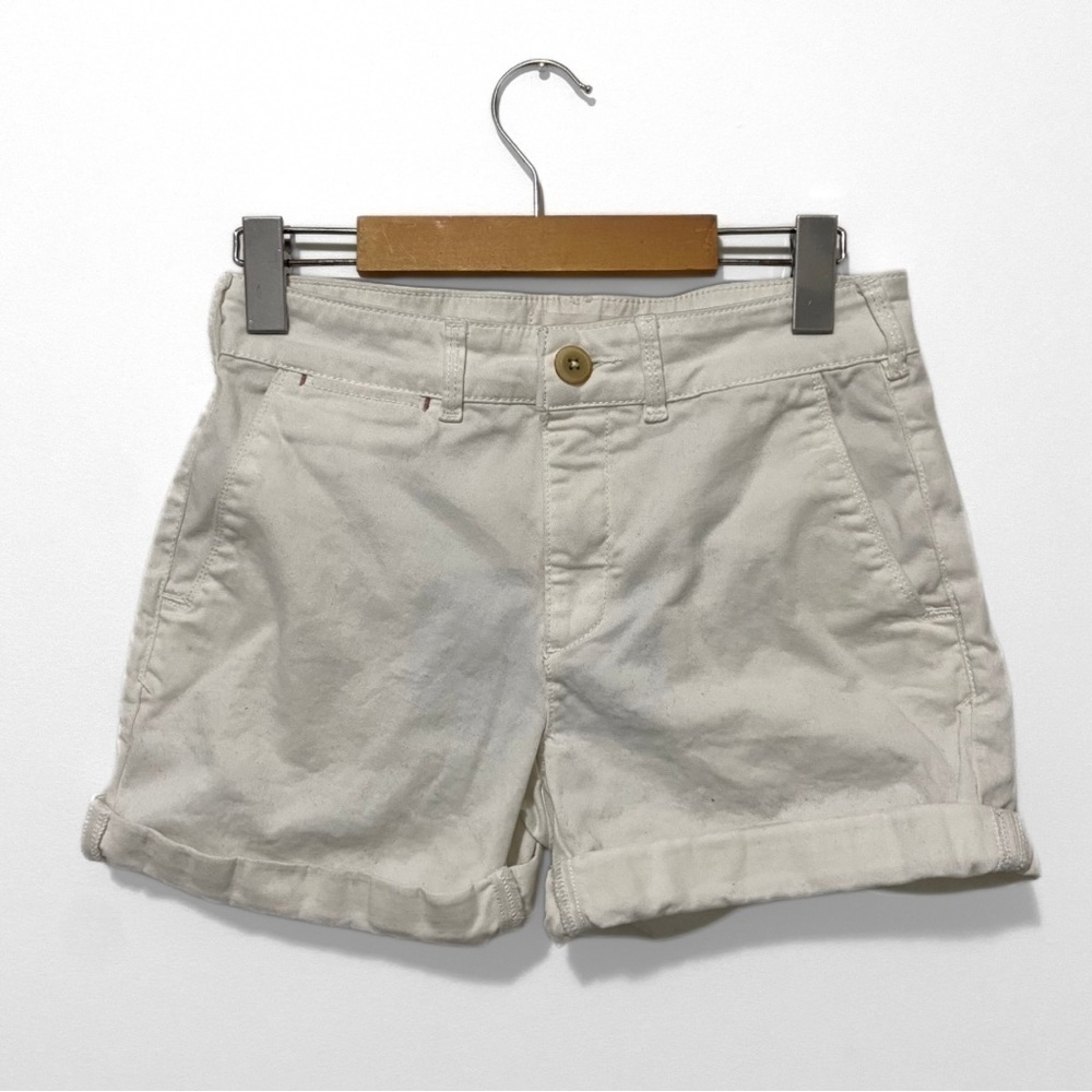 Anthropologie White Mid-Rise Cotton 6" Inseam Denim Jean Shorts Size 26